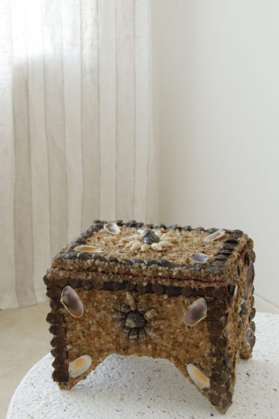 Boîte à bijoux coquillages incrustés ancienne