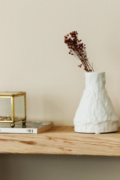 Vase effet froissé blanc mat (Petit)