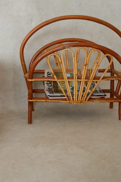 Porte‑magazines en rotin vintage Rosace