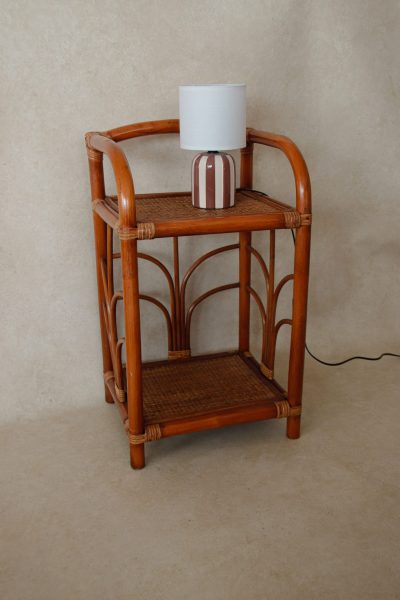 Table d'appoint en rotin marron 2 tablettes
