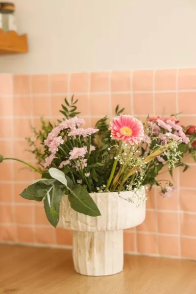 Vase en ciment naturel marbré