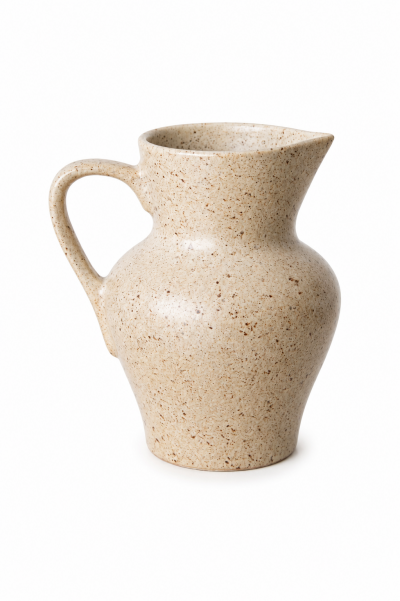 Petit pichet en grès piqueté beige vintage