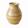 Vase arrondi en céramique spirale jaune moutarde vintage